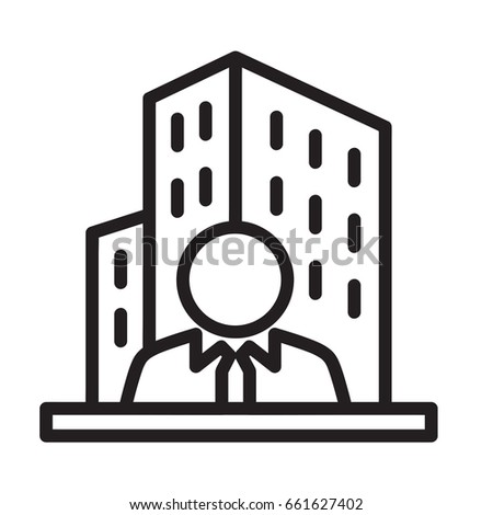 Icon illustration for real estate business / real estate agent, visualized in outline design style.