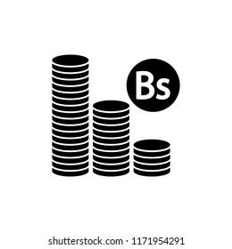 Icon Illustration Related To Hyper Inflation At Venezuela. Venezuela Bolivar Currency Exchange To US Dollar. Bs Vs USD