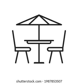 icon illustration of a restaurant patio chair in outline style