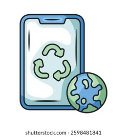 Icon illustration save the world app. Vector design