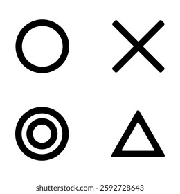 Icon Illustration Set of Double Circle, Circle, Triangle, and Butt
