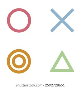 Icon Illustration Set of Double Circle, Circle, Triangle, and Butt
