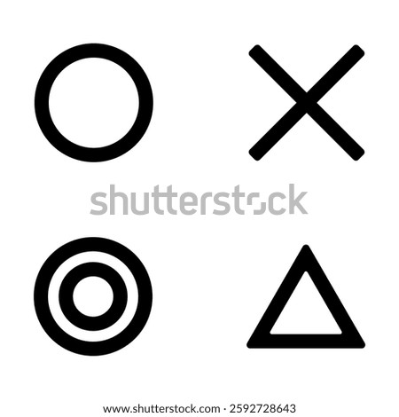 Icon Illustration Set of Double Circle, Circle, Triangle, and Butt