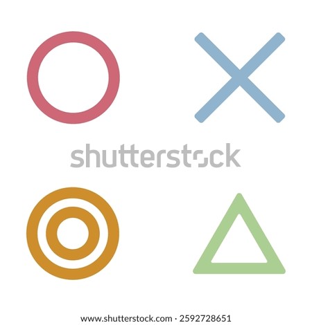 Icon Illustration Set of Double Circle, Circle, Triangle, and Butt