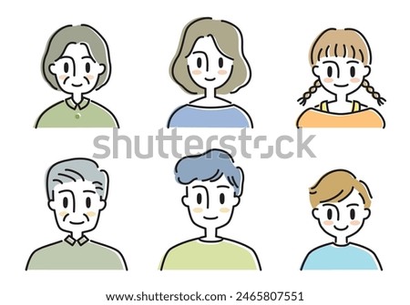 Icon illustration set of faces of men and women of all ages
