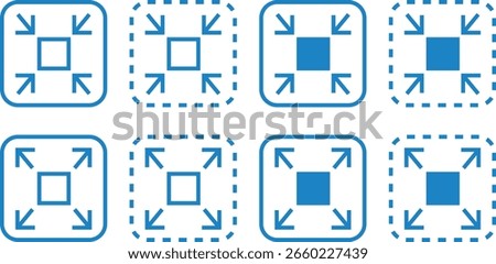 Icon illustration set of full screen zoom in and zoom out
