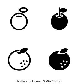 Icon illustration set with image of oranges and apples. set of 4 illustrations.