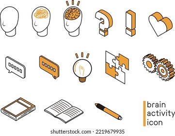 Icon illustration set imagining brain activity