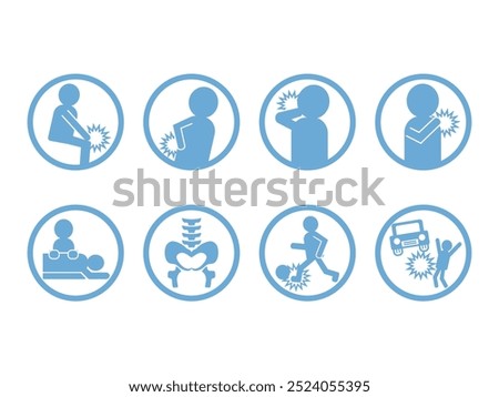 Icon illustration set that can be used at osteopathic clinics and massage facilities