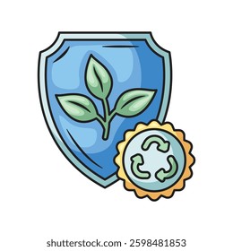 Icon illustration of shield and plant concept for save the world