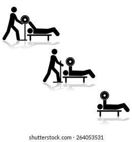 Icon illustration showing a person lifting weights with the help of someone else