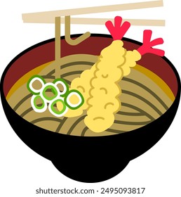 Icon illustration of shrimp tempura soba