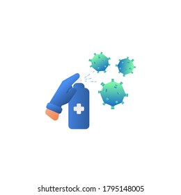 icon illustration spraying with gloves, to prevent COVID 19 virus, with gradient color, illustration can be used for web, mobile app, etc, illustration can editable with an eps file