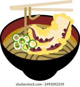 Icon illustration of squid tempura soba