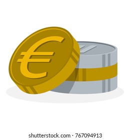 icon illustration for a stack of coins with euro currency symbol details