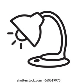 Icon illustration for study lamp, visualized with outline design style.