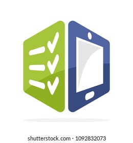 icon illustration symbol with the concept of correcting, evaluating, surveying with mobile phone application