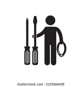 Icon illustration symbol design silhouette pictogram construction worker duty person