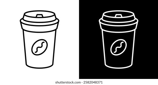 Icon illustration of takeout coffee, editable paths, black and white
