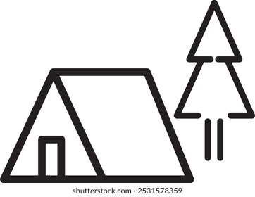 Icon illustration of tent in camp site