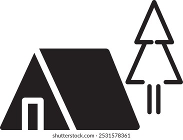 Icon illustration of tent in camp site