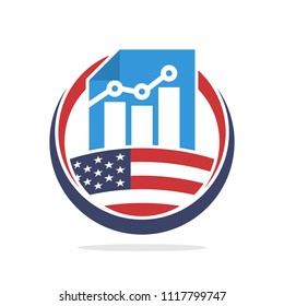 icon illustration that conceptualize management for the investment business, sales-marketing business, with the spirit of American nationality.