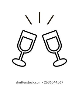 Icon illustration toasting with champagne glasses