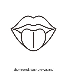 icon illustration of tongue in outline style