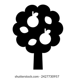 Icon illustration of a tree with apple fruit