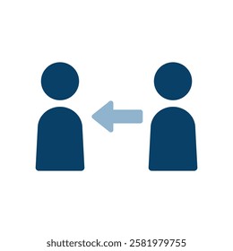 Icon illustration of two people and arrows