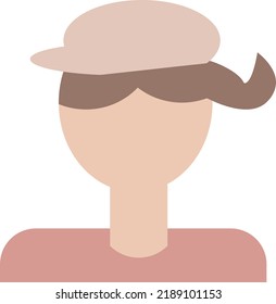Icono de la parte superior del cuerpo de una mujer que se puso una gorra de béisbol beige