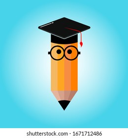 icono Ilustración vectorial lápiz de graduación gráfica