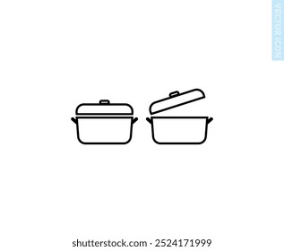 Icono Ilustración Vector Gráfico de la olla de cocina apto para el Web, icono de Botón, diseño, etc.