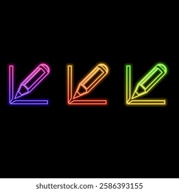 icon illustration vector graphic of pen fit for web, button for phone. neon style.