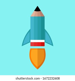 icon Illustration vector graphic rocket pencil