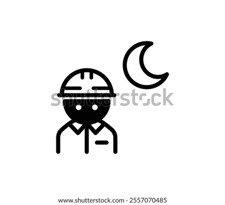 Icon illustration vector of workers working at night