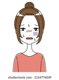 Icon illustration of a woman with a look that looks sick