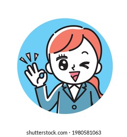 Icon illustration of a woman in a suit (OK)