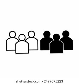 icon illustration of work group in business. vector three people on a white background