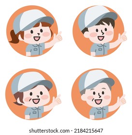 Icon illustration of working worker's face