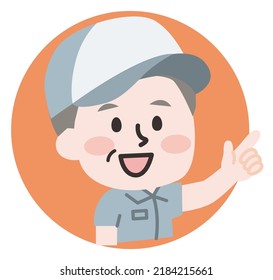 Icon illustration of working worker's face