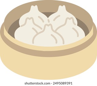 Icon illustration of xiaolongbao in a steamer