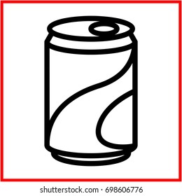 Icon illustrations for canned drink, in flat line / outline stroke icon style.