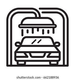 Icon illustrations for car wash services, visualized in outline design style.