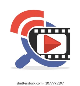 icon illustrations with the concept of searching and sharing information about movies, videos
