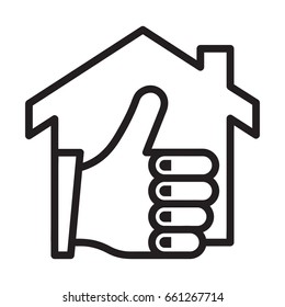 Icon illustrations for favorite / best homes, visualized with outline design style.