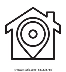 icon illustrations for home address, visualized in outline design style.