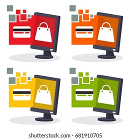 Icon illustrations for on line purchases and payments/ on line shopping
