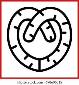 Icon illustrations for pretzel food, in flat line / outline stroke icon style.