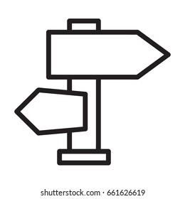 Icon illustrations for sign post, visualized in outline design style.